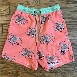 Neff MENS Medium Trippy Frog Pink Salmon Swim Trunks Stretch Boardshorts Pockets